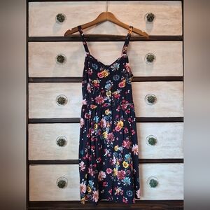 Xhilaration Navy Floral Midi Dress